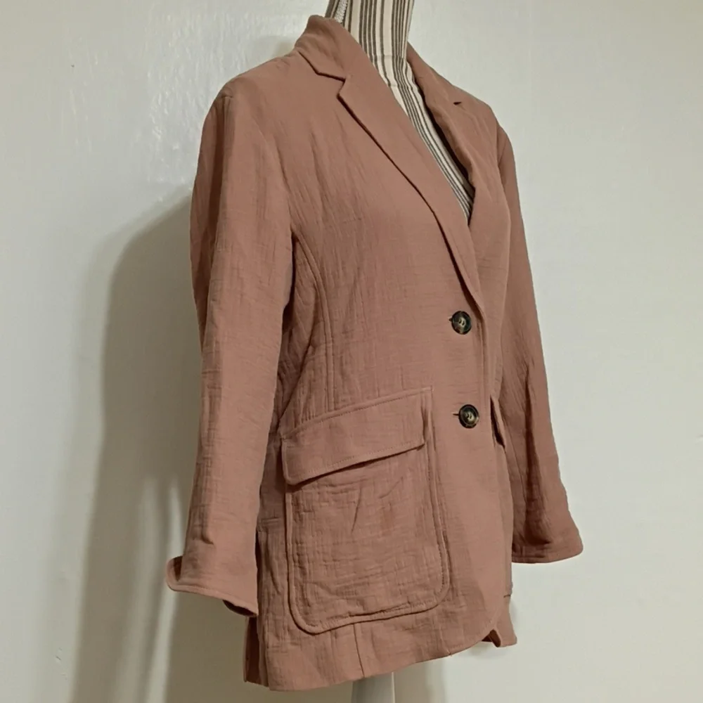 Madewell Tan Cotton Linen Larson Relaxed Fit Blazer Size XS